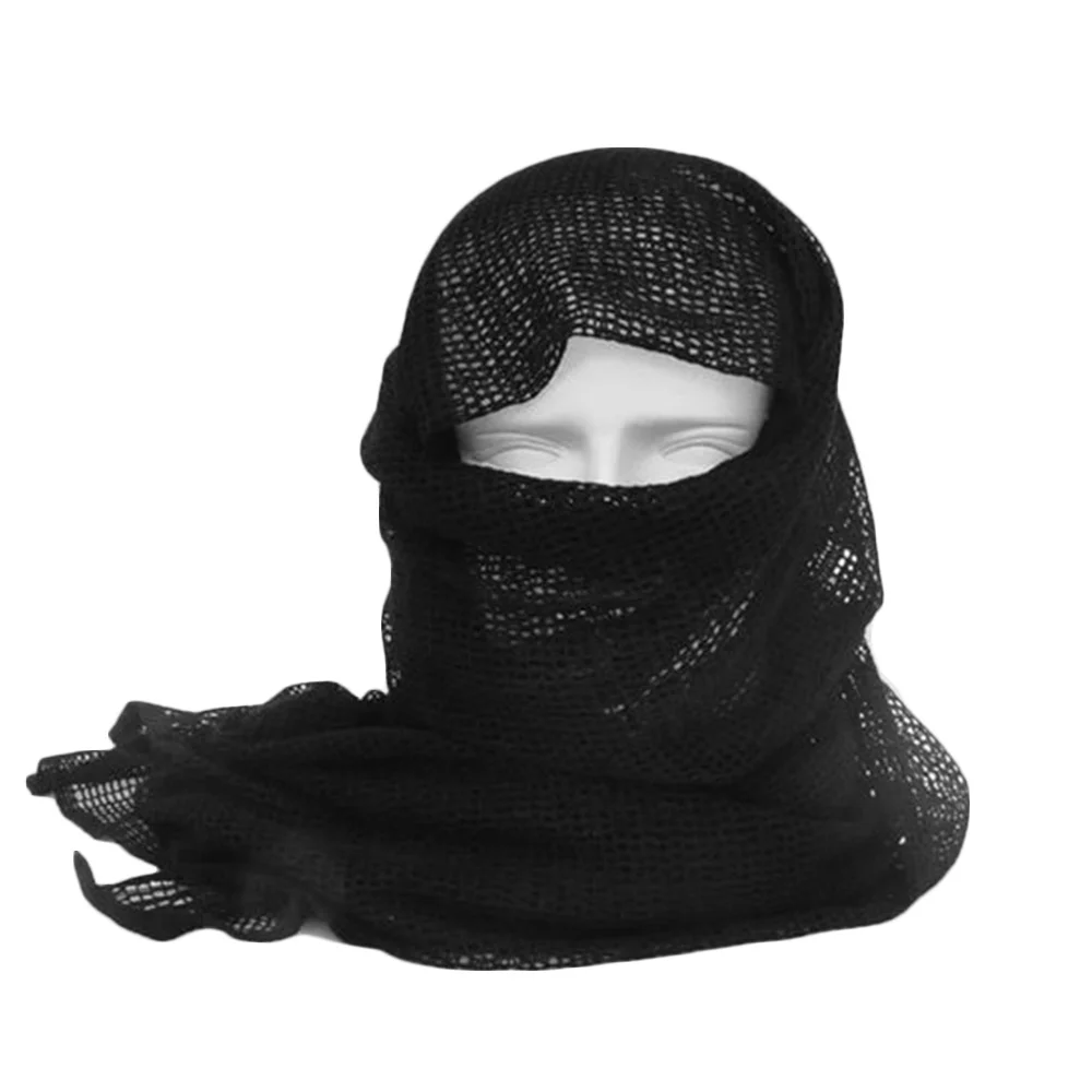 Cotton Face Cover Mask Scarves Olive Tactical Mesh Scarf for Outdoor - Цвет: black mesh