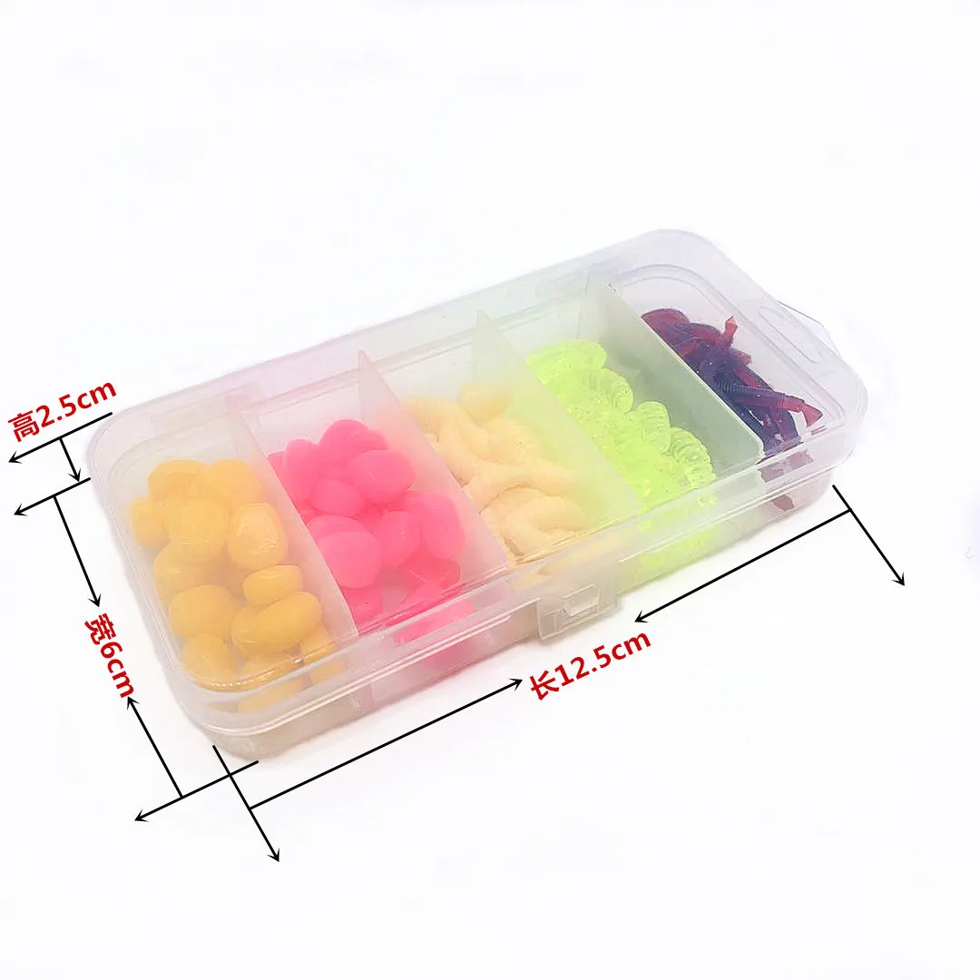 

Lure Soft Bait Set Corn Mealworm Bloodworm Bionic Lure 5-Color 100 Soft Bait Set