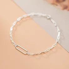 Минималистичный 925 пробы серебряный браслет эллиптический интерлок темперамент браслеты для женщин девочек ювелирных изделий подарок