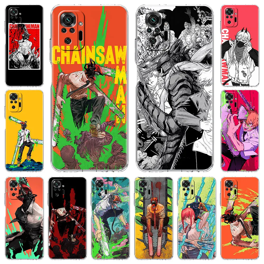 Chainsaw Man Anime Soft Clear Case For Xiaomi Redmi Note 10 9 Pro 9S 8 10S 7 8T 9C 7A 8A 9T K40 Silicone Phone Cover Fundas