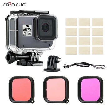 

SOONSUN 45M Waterproof Protective Housing Underwater Diving Case with Dive Color Lens Filters for GoPro Hero 8 Black Accessory