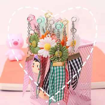 

4PC Korean Creative Sunflower Pendant Gel Pen New Fashion Pendant Student Exam Signature Pen Writing Pen Stationery