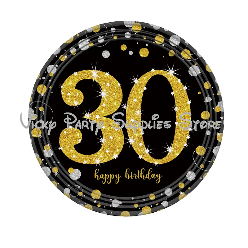9inch plate 8pcs 30y Возраст буквы вечерние одноразовые посуда юбилей Свадьба День рождения бумажная чашка тарелка баннер украшение для вечеринки принадлежности - Цвет: 9inch plate 8pcs 30y