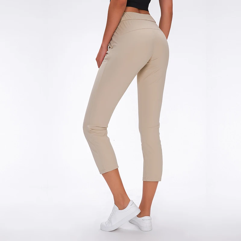 Soft Naked-feel Fabric Yoga Capris Workout Sport Pants Women Drawstring Waist Fitness Running Sweatpants with Two Side Pocket Soft Naked-feel Fabric Yoga Capris Workout Sport Pants Women Drawstring Waist Fitness Running Sweatpants with Two Side Pocket