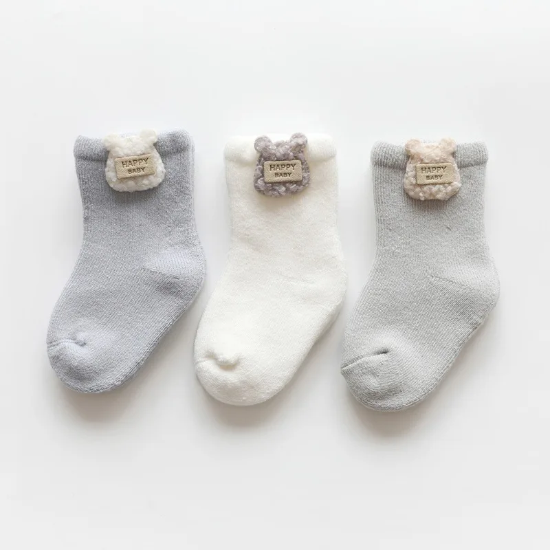 3 пары, носки детские возраст 1-3 года носки-тапочки для мальчиков и девочек, хлопковые нескользящие носки для новорожденных, милые носки с рисунками животных