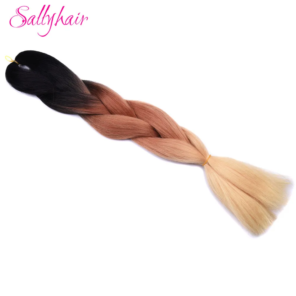 Sallyhair, 24 дюйма, Омбре, плетение волос, 2 тона, черный, винно-красный цвет, огромные косички, высокотемпературное волокно, синтетические волосы для наращивания - Цвет: P2/350