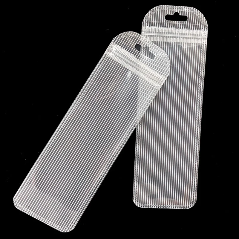 H76a9e43211274396aeded6ce2268c3b5y 50Pcs/Lot Long Plastic Ziplock Package Bag Pens Leather Keychain Watch Band Jewelry Pouch Self Sealing Makeup Brush Packing Bags