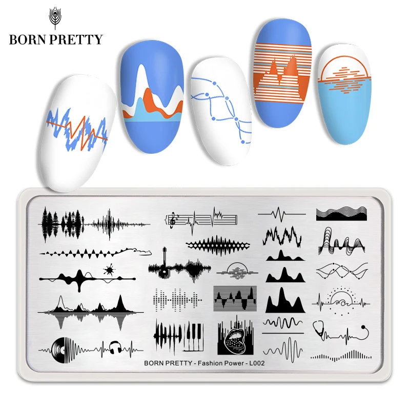 BORN PRETTY Waves штампованные пластины для ногтей с модными узорами дизайн шаблон