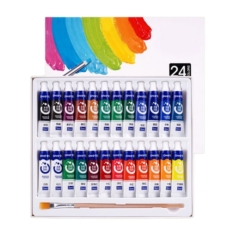Watercolor Paint Set in Tubes Art Academy Gouache Pigment Kit 5ml 12/18/24/36 Colors for Student Painters Beginners | Канцтовары для