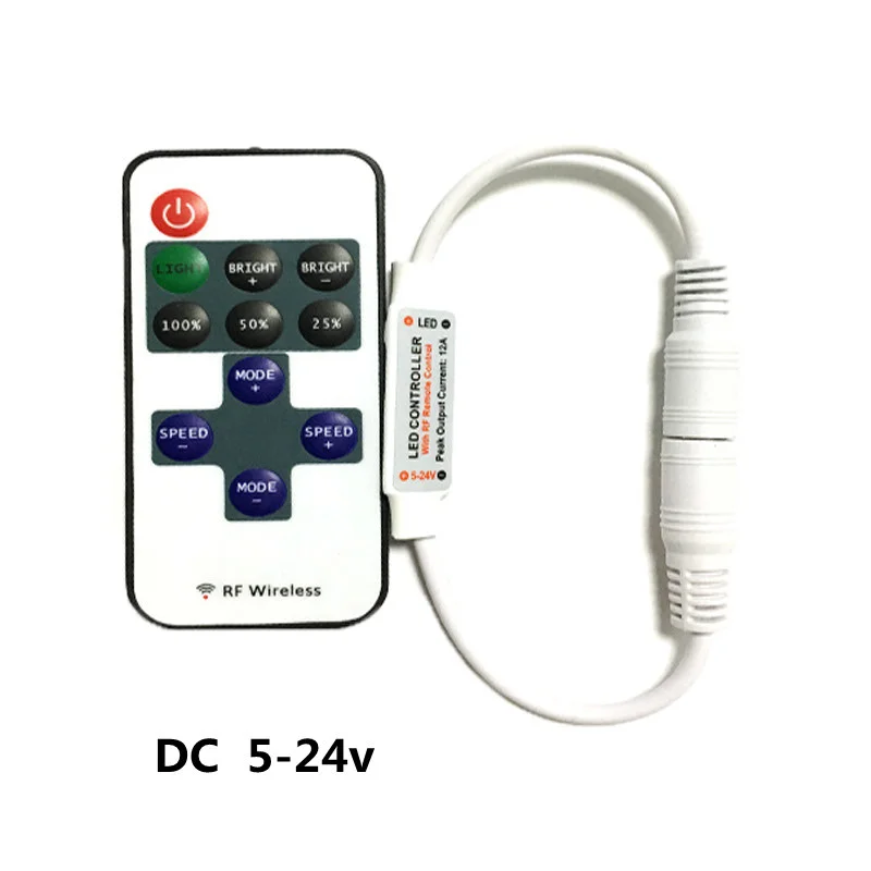 LED DC5V-24V RF11 Strip Light with String Intelligent Remote Control Key Monochrome Controller Dimmer For Room Bar Decoration