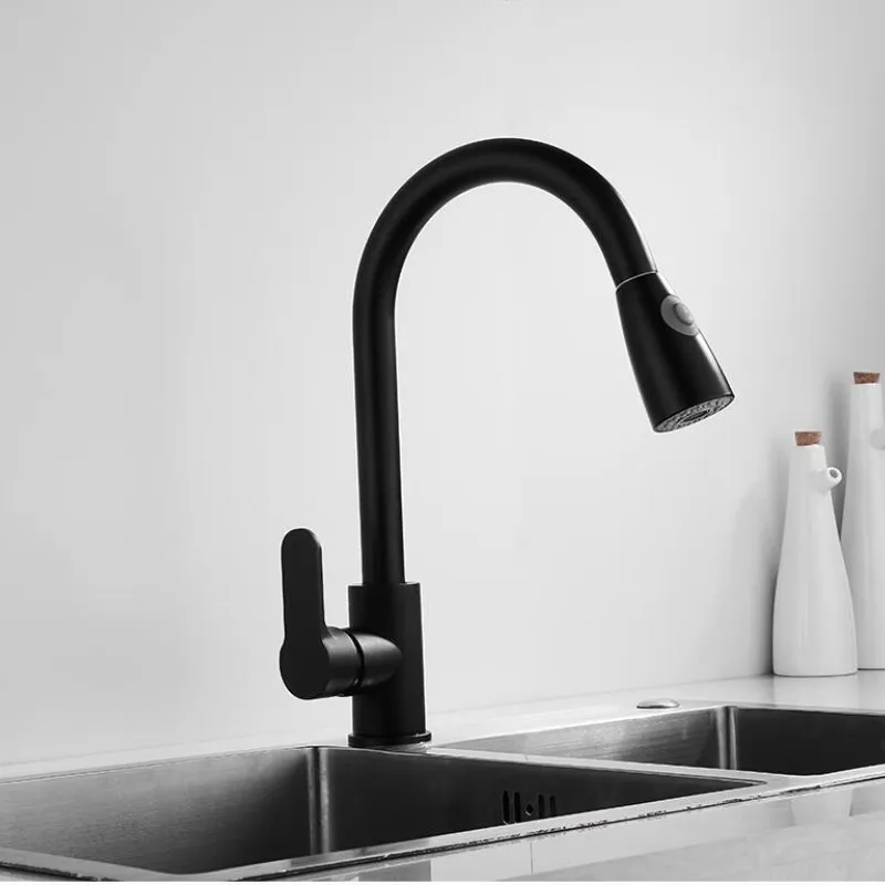 Vidric Blacken Brass Kitchen Faucet Pull out Side Sprayer Single Handle Mixer Tap Sink Faucet 360 Rotation Kitchen Faucets