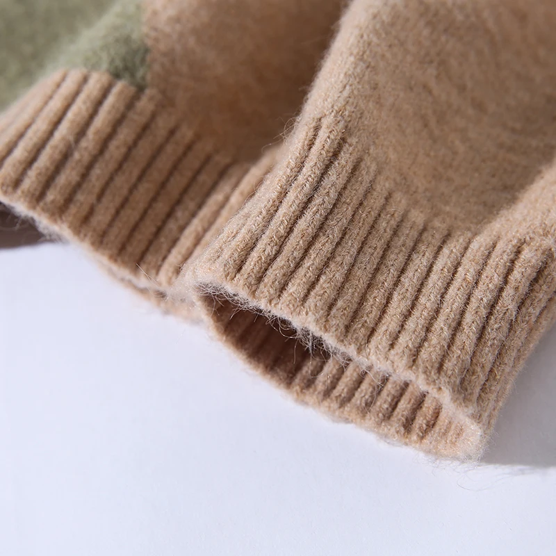 Woman Sweaters Patchwork Fashion Cashmere and Wool Knitted Jumpers Winter Hot Sale Ladies Jumpers 2Colors Warm Woolen Knit Cloth Woman Sweaters Patchwork Fashion Cashmere and Wool Knitted Jumpers Winter Hot Sale Ladies Jumpers 2Colors Warm Woolen Knit Cloth