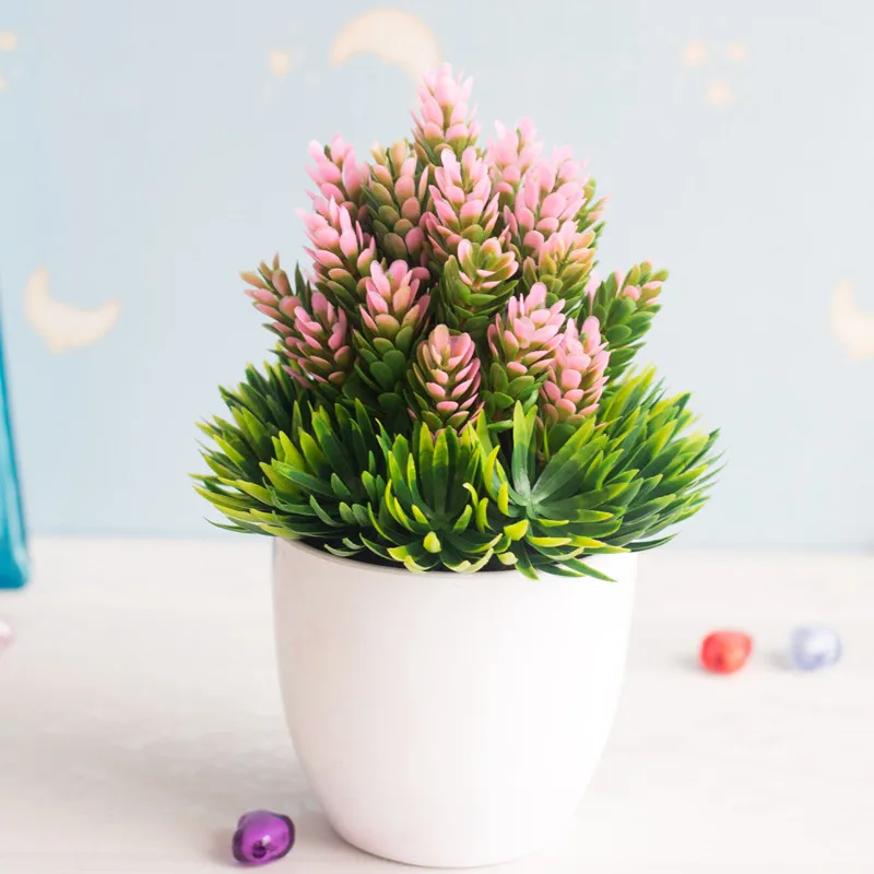 C Новые искусственные растения бонсай маленький горшок для дерева растения поддельные вазы цветы украшения в горшках Свадьба Рождество для украшения дома - Цвет: C