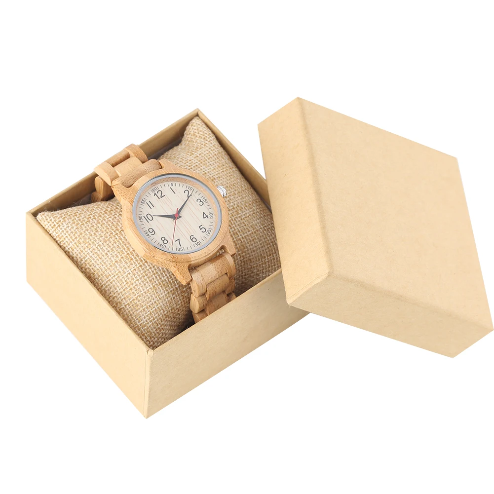 Natural Full Bamboo Wood Clock Watches Simple Women Pure Wood Watch Top Brand Luxury Quartz Ladies Dress Wooden Band Wristwatch 6