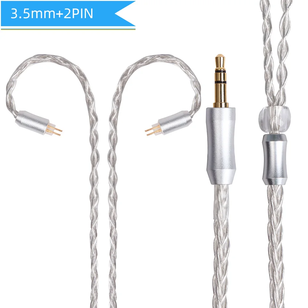 3.5mm 2PIN Silver FDBRO MMCX 2pin 8 ядер сбалансированный обновления наушники кабель 2,5/3,5/4,4 мм разъем для наушников с серебряным покрытием провода SE215 SE315 SE425 SE535 SE846 - Цвет: 3.5mm 2PIN Silver
