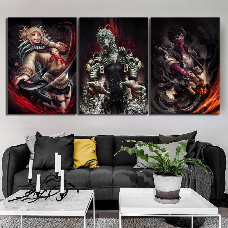 3 Piece Fashion Anime Girl and Boy Pictures My Hero Academia Himiko Toga Dabi Shigaraki Tomura Canvas Paintings for Wall Decor | Дом и сад