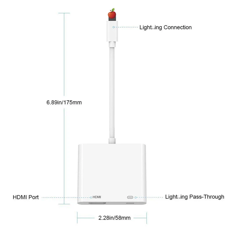 Acespower синхронизация экрана HDMI адаптер для iPhone iPad iPod Touch HDTV Компьютерный дисплей проектор 1080P цифровой AV конвертер кабель
