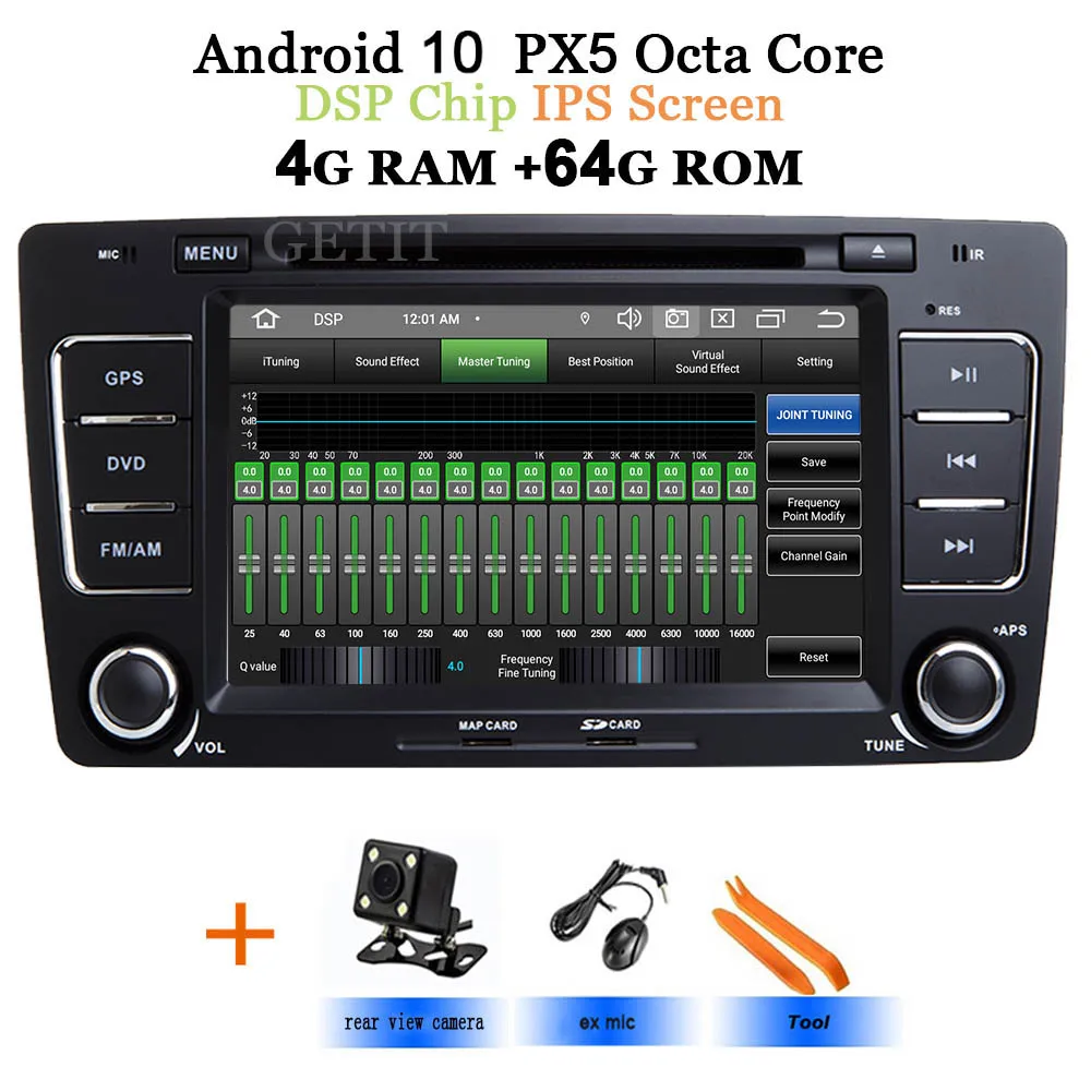Android 9,0 автомобиль DVD Skoda Octavia мультимедийный плеер 2009 2010 2011 2012 2013 a5 WiFi BT стерео радио головное устройство ips Экран - Цвет: DSP-IPS 4G