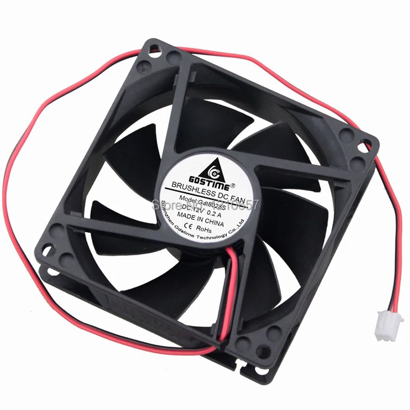 

10 шт./лот GDSTIME DC 12 В 8 см 80 мм 80x80x25 мм 2 Pin 8025 Бесщеточный вентилятор охлаждения