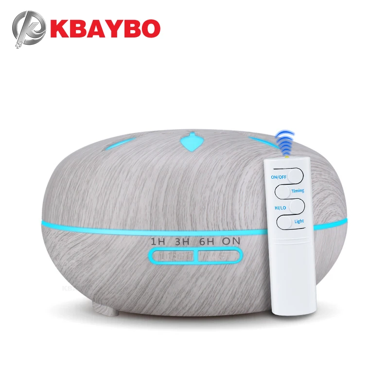 

KBAYBO 550ml essential oil diffuser air humidifier white wood remote control aromatherapy mist maker LED night light for home