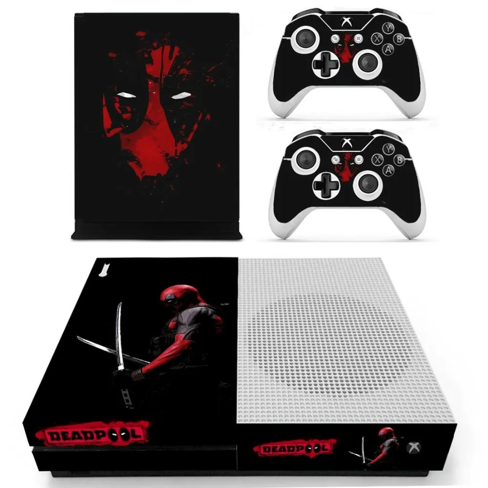 Для Xbox One S винил кожи Стикеры Дэдпул таблички для Xbox One S консоль с двумя Беспроводной контроллер Стикеры наклейки