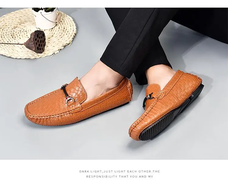 Mocassin homme/модные мужские повседневные кожаные туфли-лоферы в британском стиле; мужские мокасины без застежки; Уличная обувь; zapatos hombre; Цвет Синий