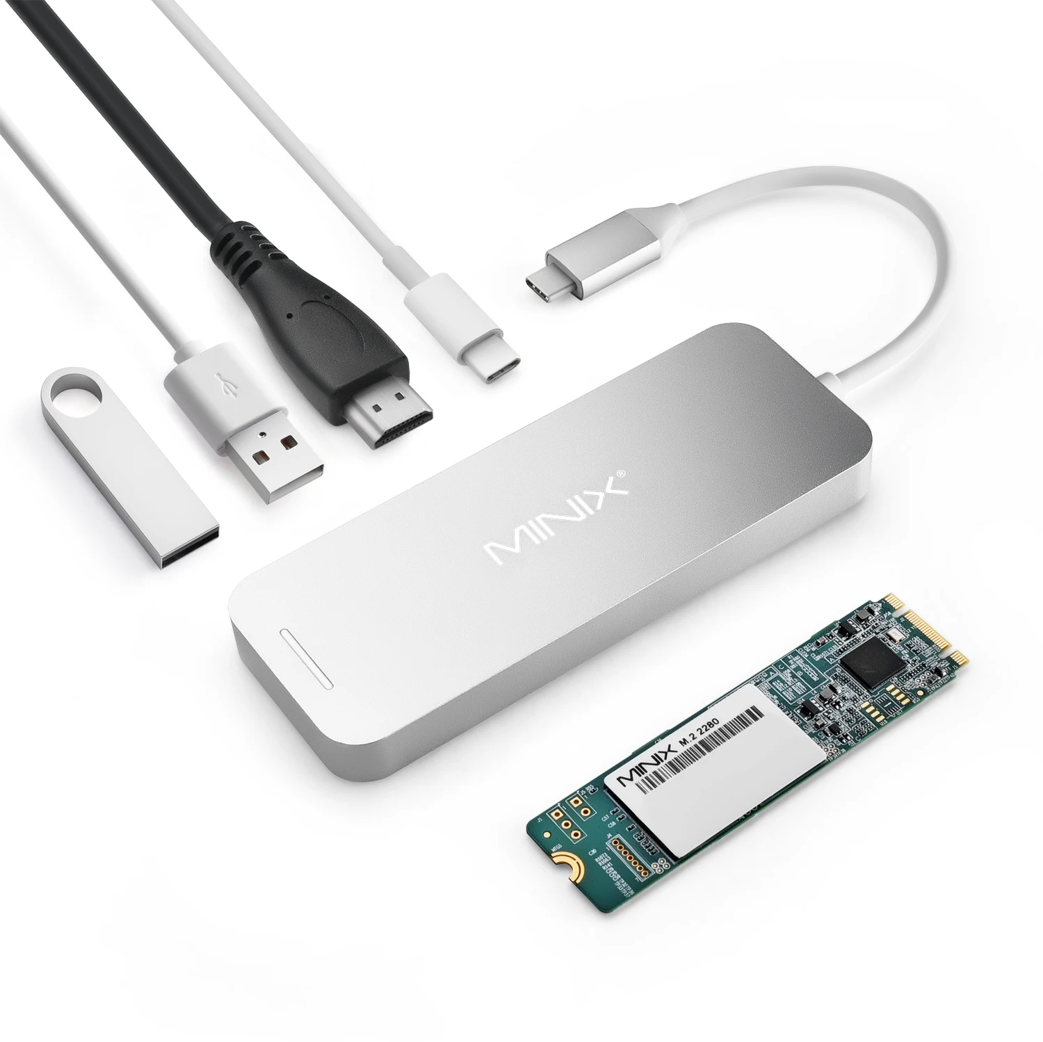 MINIX NEO C-S2 usb-хаб USB-C многопортовый Накопитель SSD type C концентратор HDMI USB 3,0 120G/240G Высокоскоростная передача все в одном для MacBook - Цвет: Silver with 120G SSD