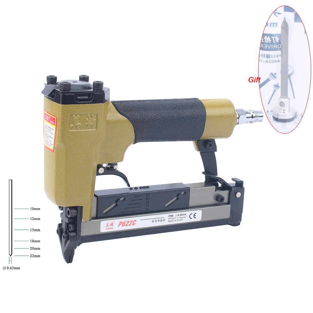 Meite P622c Pneumatic Brad Nailer Gun Air Stapler Gun Tools Nail Gun