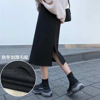 

Women Fashion Skirts 2019 Woolen Step Skirt Long Section Korean Skirt High Waist Skirt Package Hip Women Skirt Plus Size S-6XL