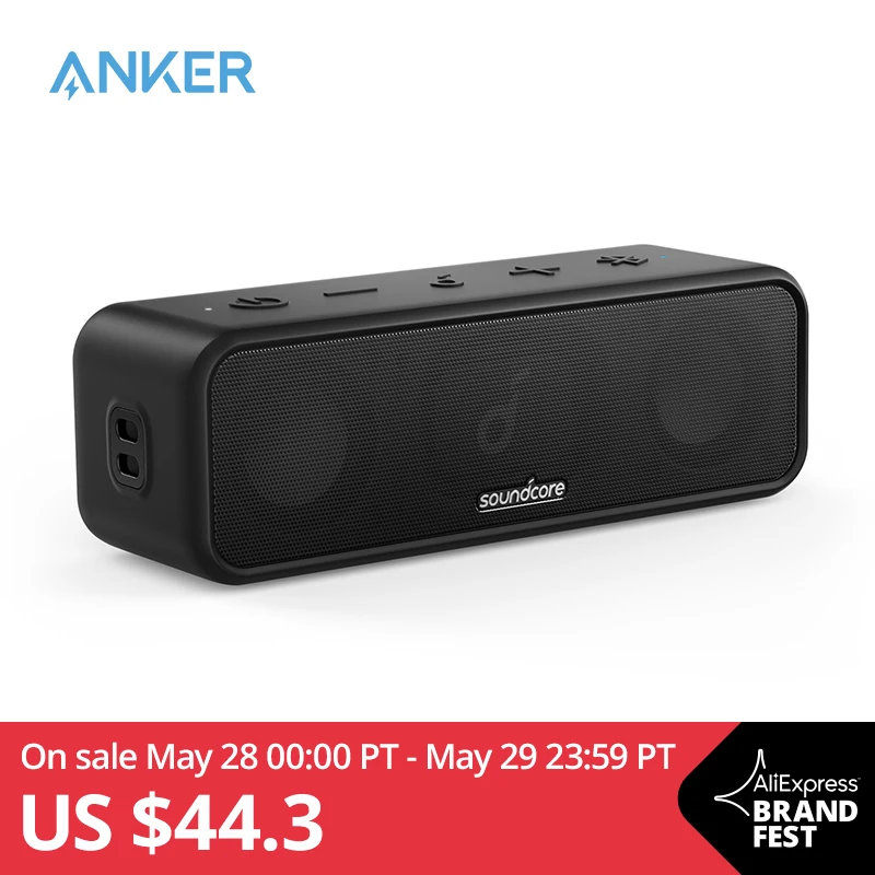 Soundcore 3 Bluetooth Speaker with Stereo Sound Pure Titanium Diaphragm Drivers PartyCast Technology BassUp 24H Playtime