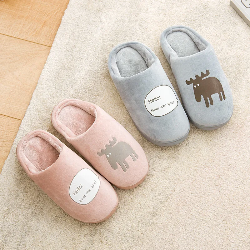

Non-slip Quality Cartoon Wool Women Home Slippers Winter Warm Indoor floor Plush Home Slippers Comfortable Slip on Shoes female