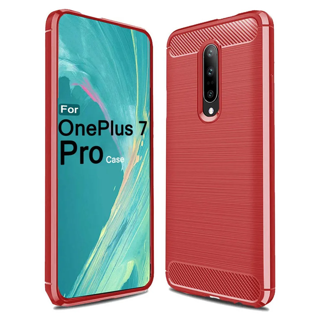 For Oneplus 7 Pro 6.7 inch Luxury Silicone Rubber Protective Hard Phone Case Dirt-resistant Slim Cover Carbon fibre Hard Case