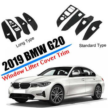 

Fit for 2019 2020 BMW 3 Series G20 Sedan Interial Window Lifter Board Cover Trim ABS Carbon Fiber Style Car Styling Accessories