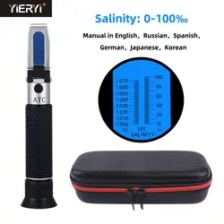 Yieryi 2019 Новый Соленость метр 0-100% концентрации хлорида натрия марикультуры разведение рефрактометр с коробка из искусственной кожи