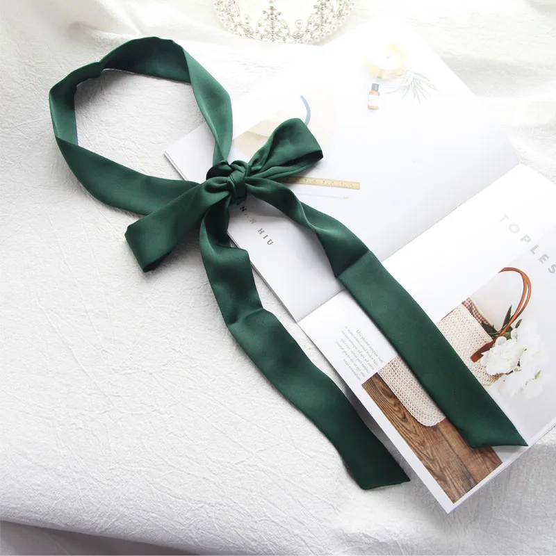 Choice Satin Korean Scarf Narrow Pure Silk Scarf For Women Long Tie Scarf Summer Hats Ribbon Street Ladies Neckerchiefs 5X200CM