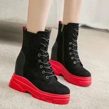 Новая модная Осенняя высокая женская обувь женские ботинки, увеличивающие рост теплая прогулочная обувь на толстой подошве ZZ-25