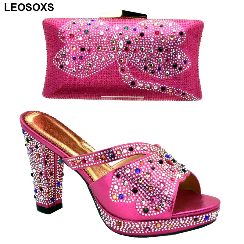 

Fashion Women Shoes and Bags To Match Set Sale Italian Shoes and Bags Set Decorated with Rhinestone Plus Size Shoes Women Heel