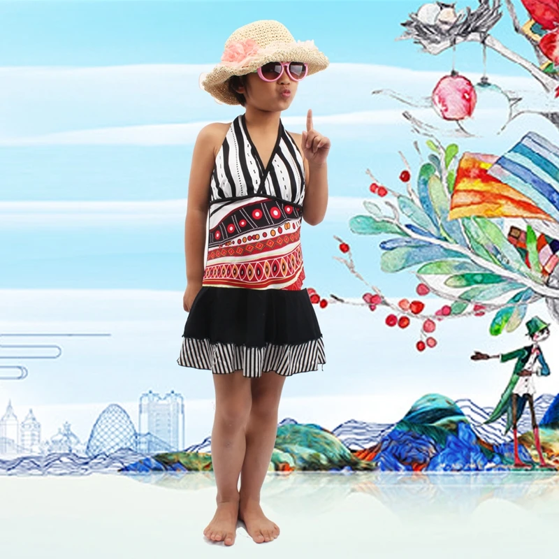 

New Hot Sales Teenage 10-14T Cute Girls Swimwear Wrap Kids Beachwear Bathing Suits Children Swimsuit One Piece