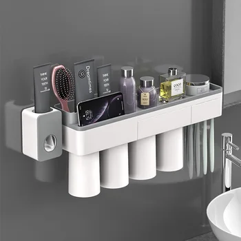 

Bathroom Accessories Set Toothbrush Holder Automatic Toothpaste Squeezers Dispenser Toothbrush Wall Mount Rack Bathroom Tool Set