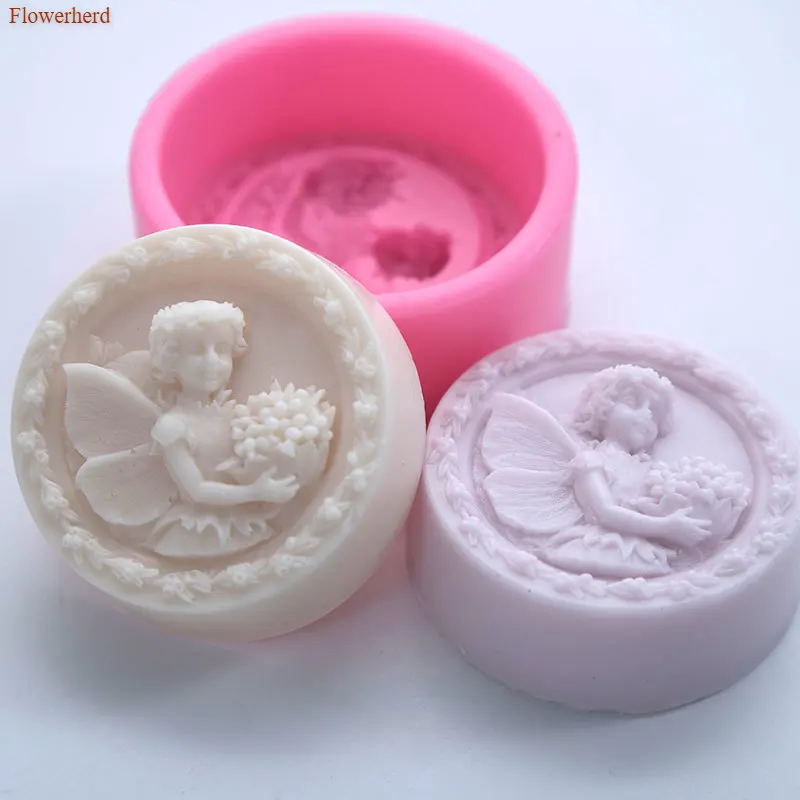 Flying Angel Handmade Soap Silicone Mold DIY Round Making Supplies Forms Cake Chocolate Decors | Дом и сад