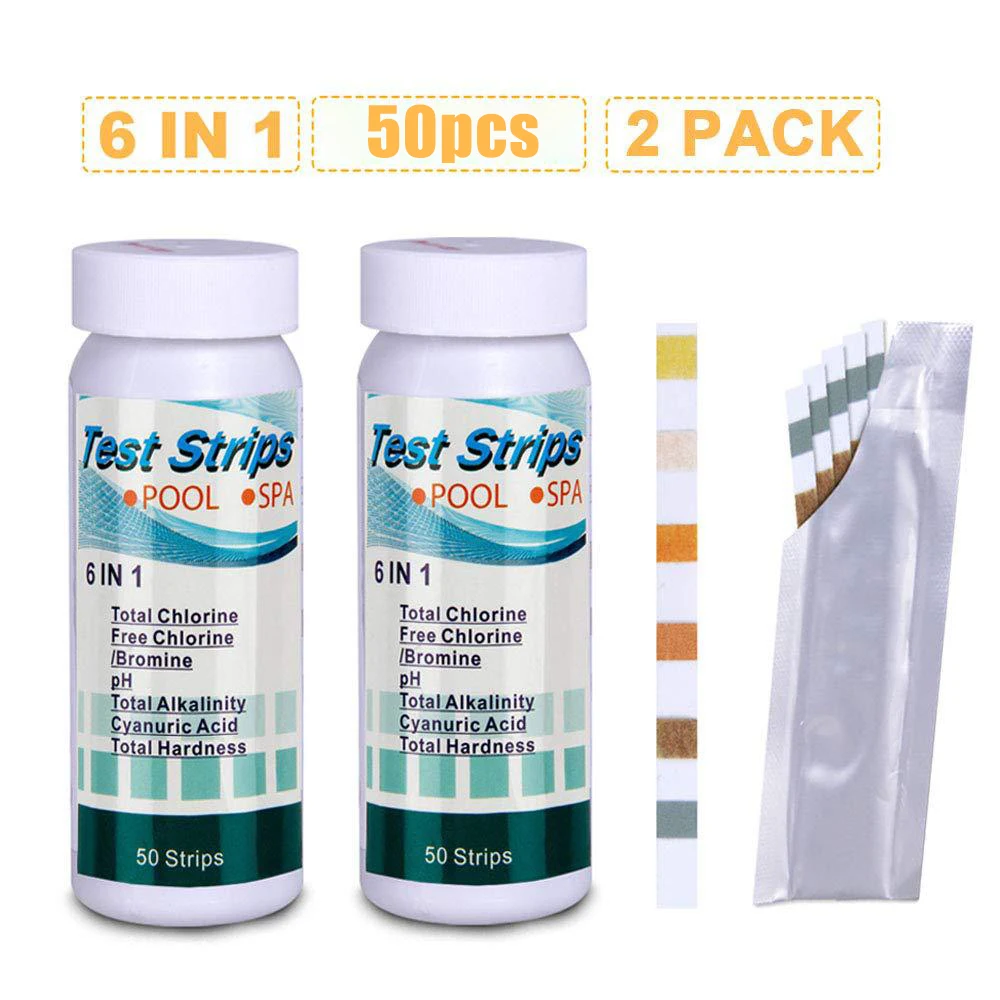 

50Pcs Residual Chlorine Test Paper 6-In-1 Swimming Pool Water Tester Aquarium Fish Tank Analyzing Test Strip