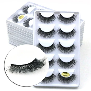 

Fashion 5Pairs 3D Synthetic Hair False Eyelashes Natural/Thick Long Eye Lashes Wispy Makeup Beauty Extension Tools