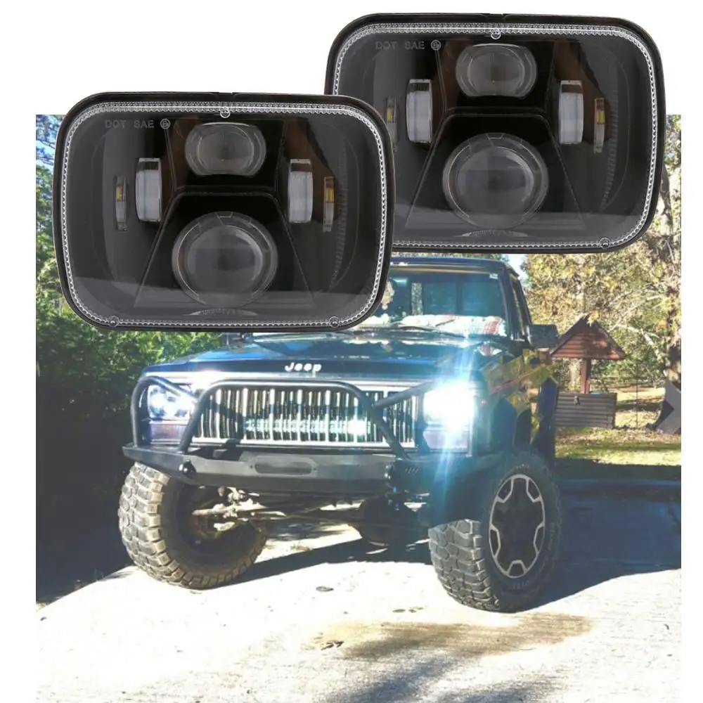 1 пара для Jeep Cherokee XJ 1984 до 2001 лампы 5x7 &quotсветодиодный передний фонарь 6x7 дюймов