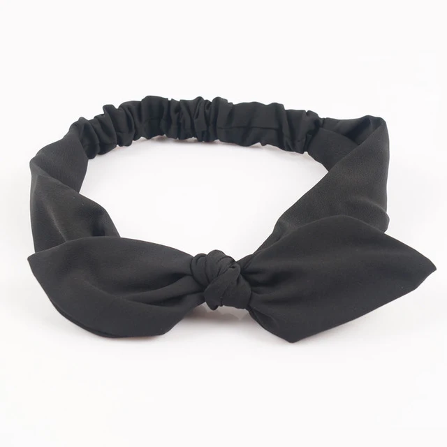 Plain Polyester Bunny Ears Headband For Women Female Elastic Bow Hairband Women's Headwear Hair Accessories повязка на голову 7