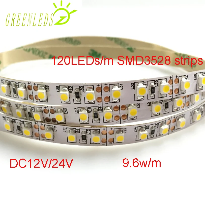 Светодиодные ленты SMD3528 IP20 без водонепроницаемости 120 светодиодов s/m 12/24 В
