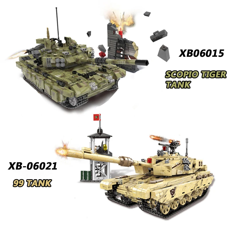 XINGBAO 06015/06021 Military Series DIY Model Assembly Scorpio Tiger Tank  99 Tank Sets Building Blocks MOC Kits Bricks Toys