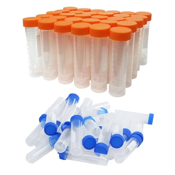 

30Pcs 50Ml Vial Storage Container Test Tubes for Laboratory Lab & 30 Pcs 50Ml Flat-Bottom Plastic Graduated Vial Tube with Screw