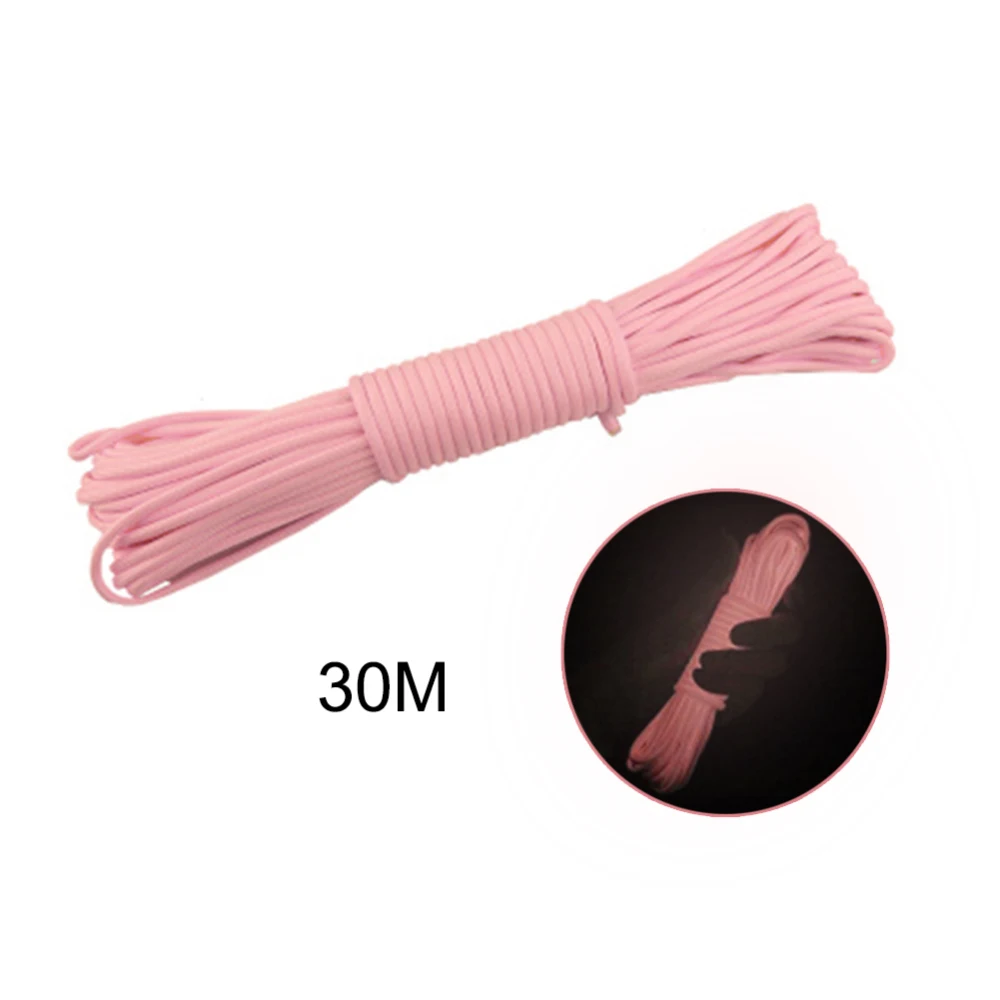Pink 30M Светящийся Паракорд шнурок светится в темноте светящийся шнур 9 нитей ядер выживания для наружного кемпинга палатки аксессуары инструменты - Цвет: Pink 30M