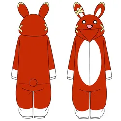 Costume de Cosplay pour adultes, ensemble de pyjama, dessin animé Genshin Impact ambre Kigurumi, lapin, Baron, lapin, flanelle d'hiver, dessin animé 