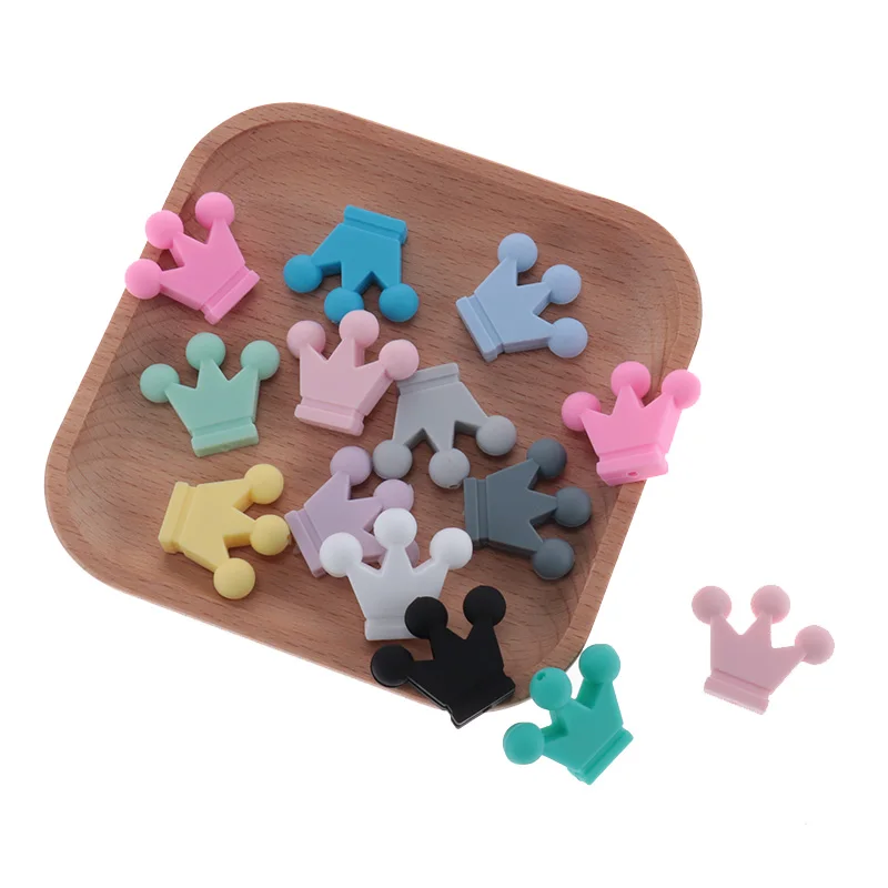 실리콘 크라운 비즈  Teether 목걸이 구슬,   씹는 보석 액세서리 식품 등급 실리콘, 50 개